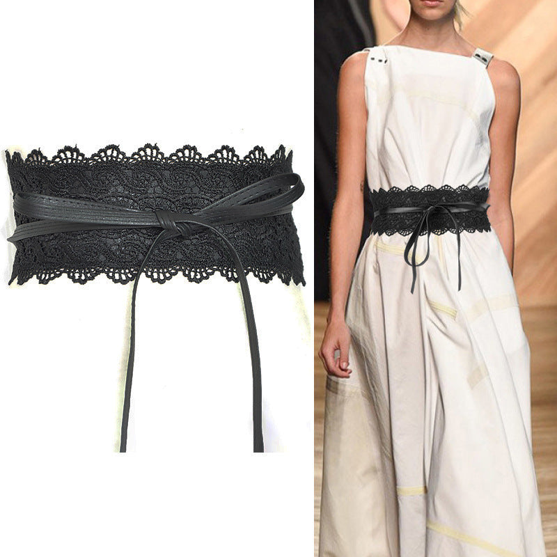 Vintage Wide Lace Corset Belt for Women